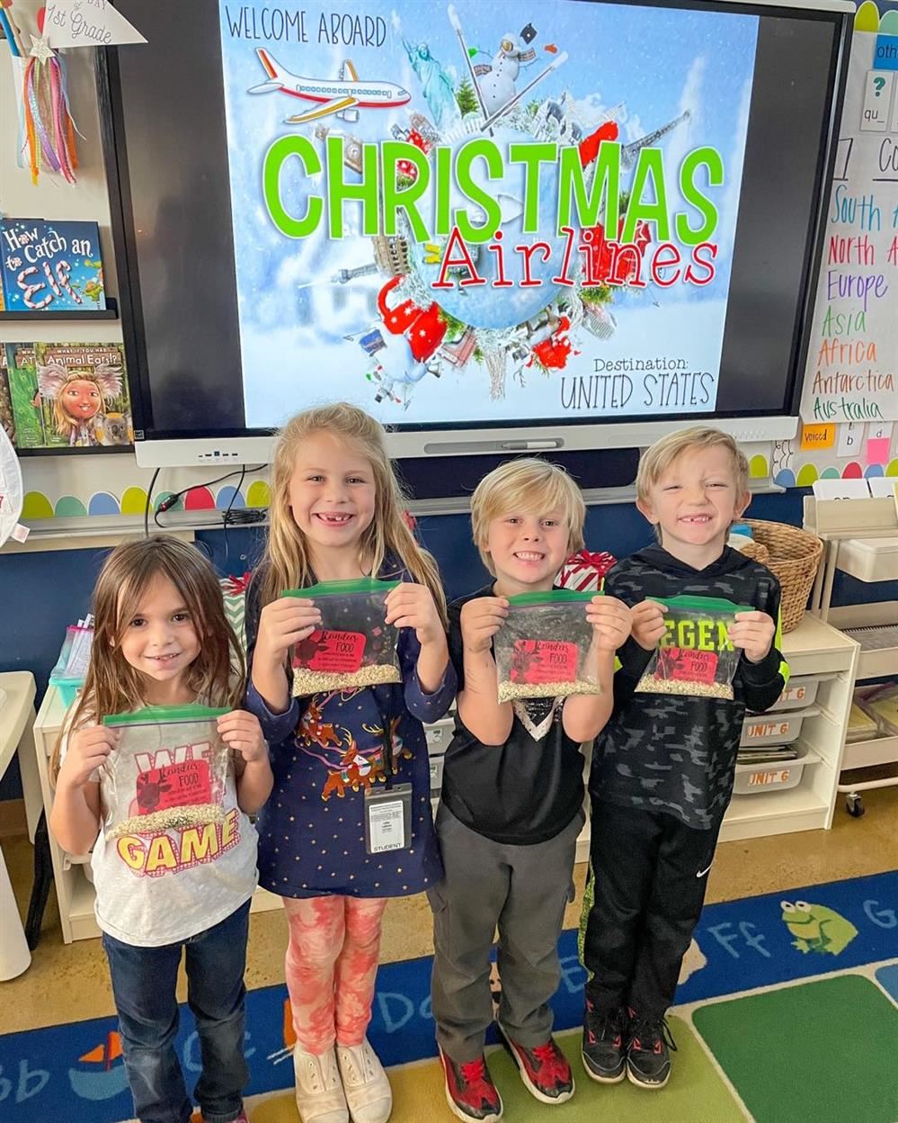 Students made reindeer food as they learn about Christmas traditions from around the world.